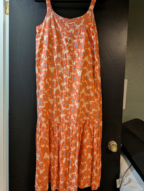 Carly Jean Los Angeles Dresses & Skirts - Carly Jean Los Angeles Orange Floral Maxi Dress with Blue Accents